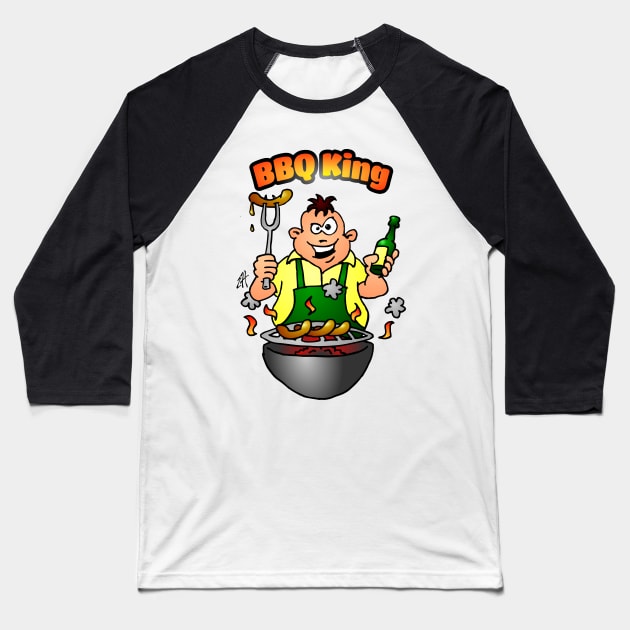 BBQ King Baseball T-Shirt by Cardvibes